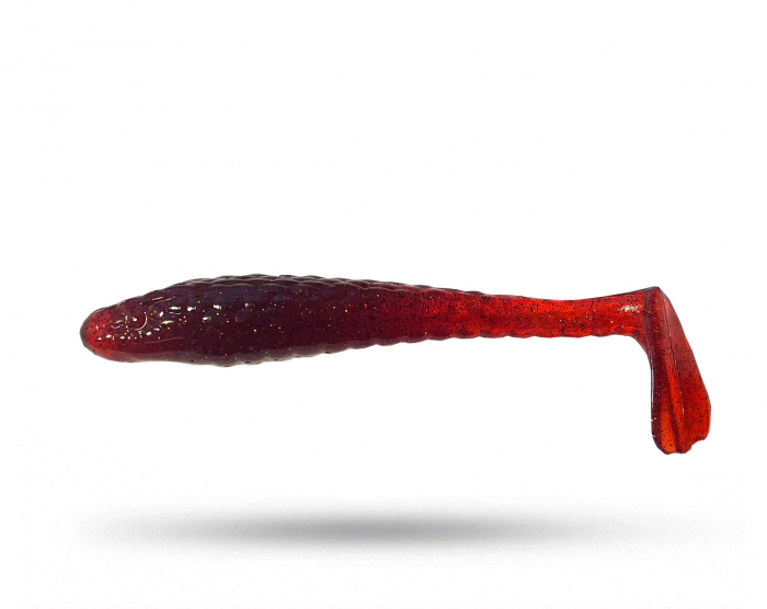 Waterquake Snake Shad 10 cm - Red MotorOil Glitter 5 pk i gruppen Fiskedrag / Abborre & Gösjigg hos Örebro Fiske & Outdoor AB (Snake S10-Red MotorO)